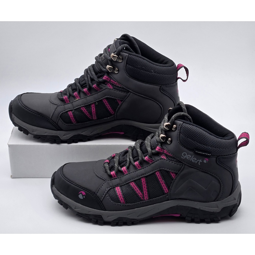 Gelert Hiking Boots Horizon Mid WP Women Size 7 Charcoal Pink Waterproof Lace Up